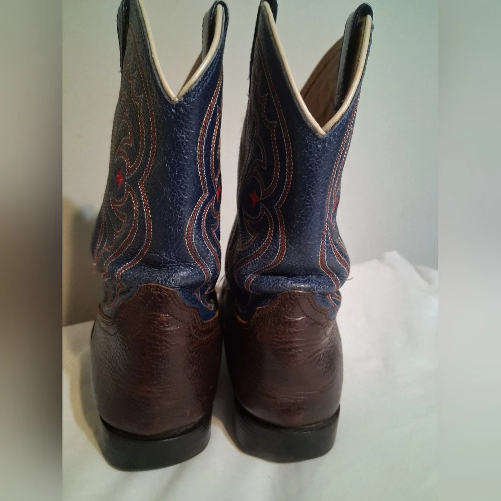 Ariat Quickdraw Western Boots EU 36.5, US 5 Leather Brown Blue Cowboy Classic